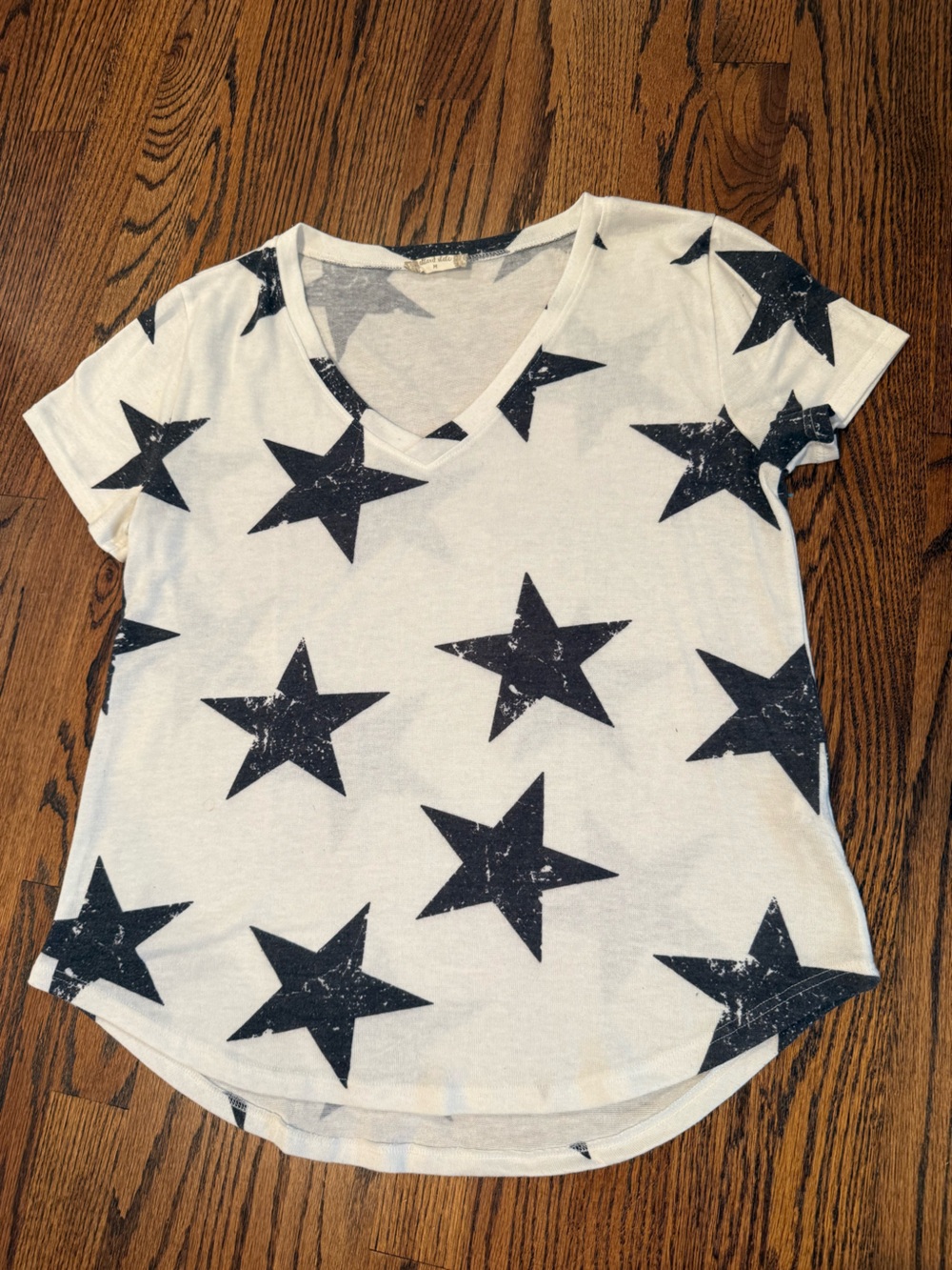 Star Print Short Sleeve T-Shirt - White & Black